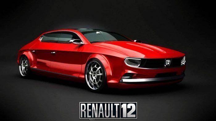 Renault 12 prototipo rojo vista frontal y lateral derecha